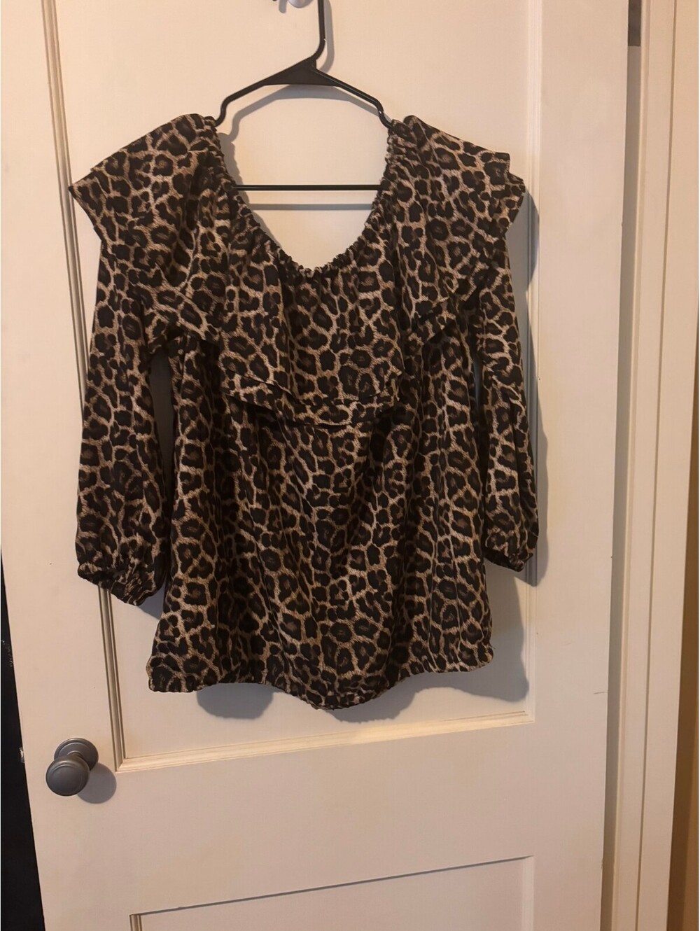 Michael Kors Leopard Print Ruffle Blouse